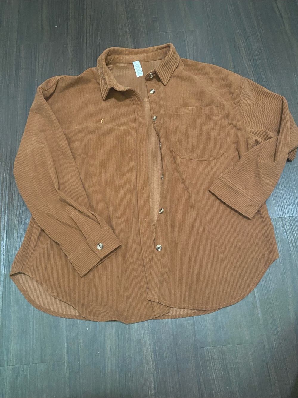 ZYIA Casual Corduroy Button-Down Shirt in Brown- jacket